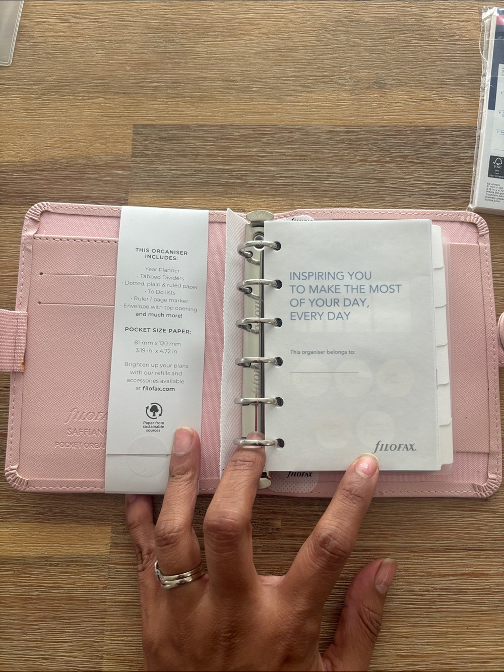 filoFAX Saffiano Pocket Organiser in Blush Pink - Picture 4 of 4